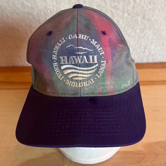 Vintage 90s Hawaii Hat Tie Dye Oahu Maui Lanai Molokai Kauai Tiki - Picture 1 of 6